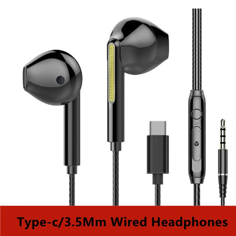 

Wired Headphones Type-c/3.5mm Jack Wired Headset Stereo Noise Isolating Wired Earphone with Mic