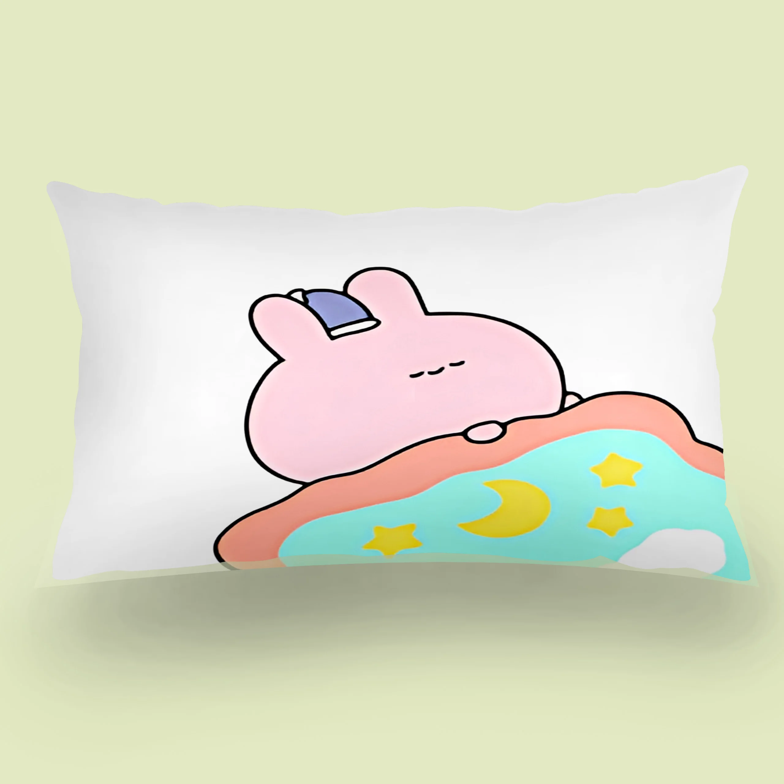 Asamimichaan Asleep Cute Asamimi Square Pillow Covers Cartoon Sofa Decorative Home Double-sided Printing Short Plush Cushion 4