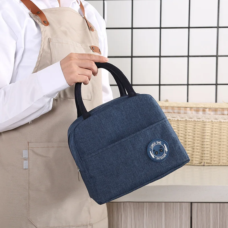 Portable Lunch Bags Solid Color Thermal Insulation Large Capacity Outdoor Portable Picnic Food Storage Bag Kids Lunch Box Bag