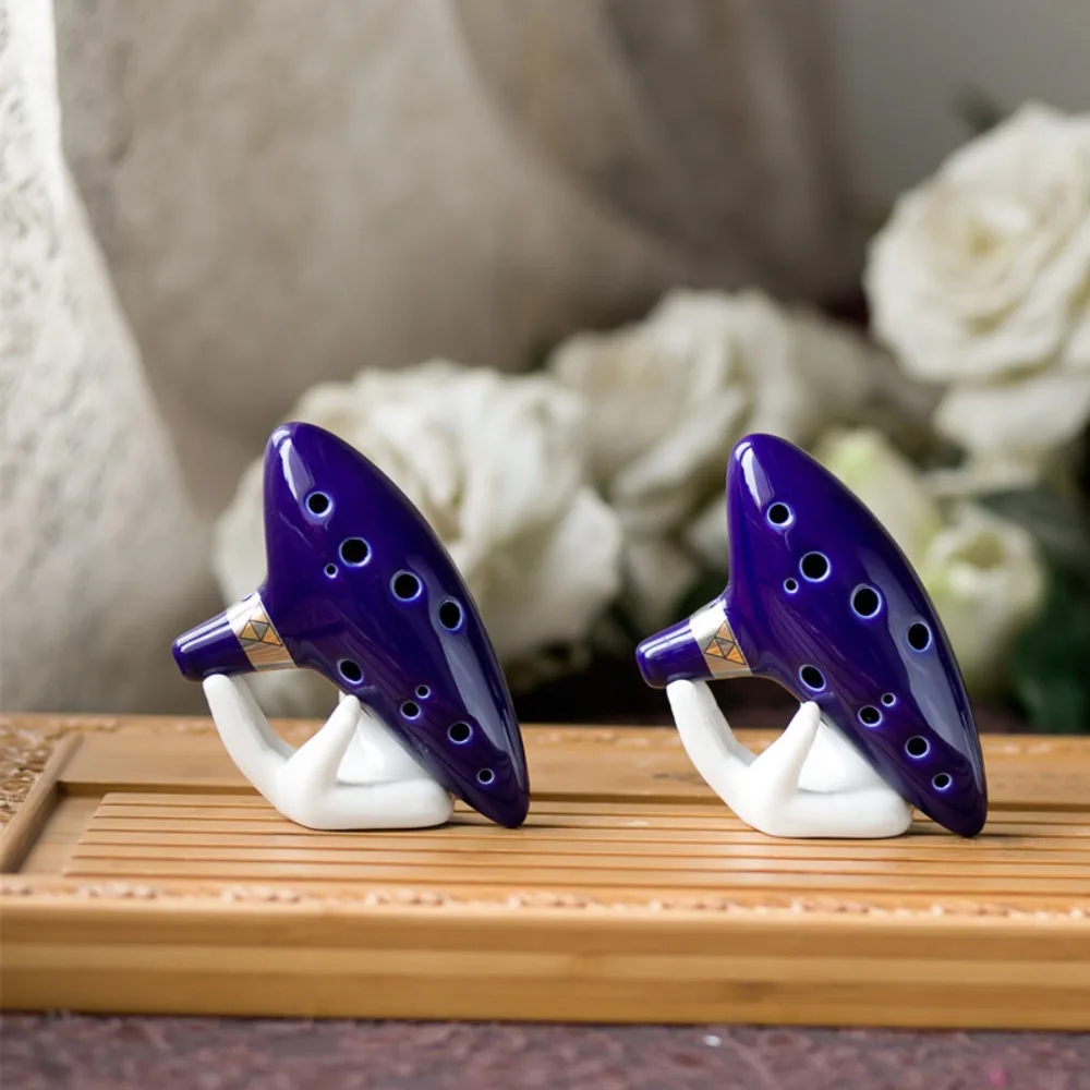 

Натуральный звук 12 отверстий Ocarina подарок легкая в освоении Синяя Высокая C канавка керамический музыкальный инструмент