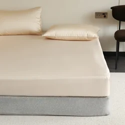 Luxury Mulberry Silk Fitted Bed Sheet with Elastic Bands - King 78x80x12inch (Cheese Yellow)