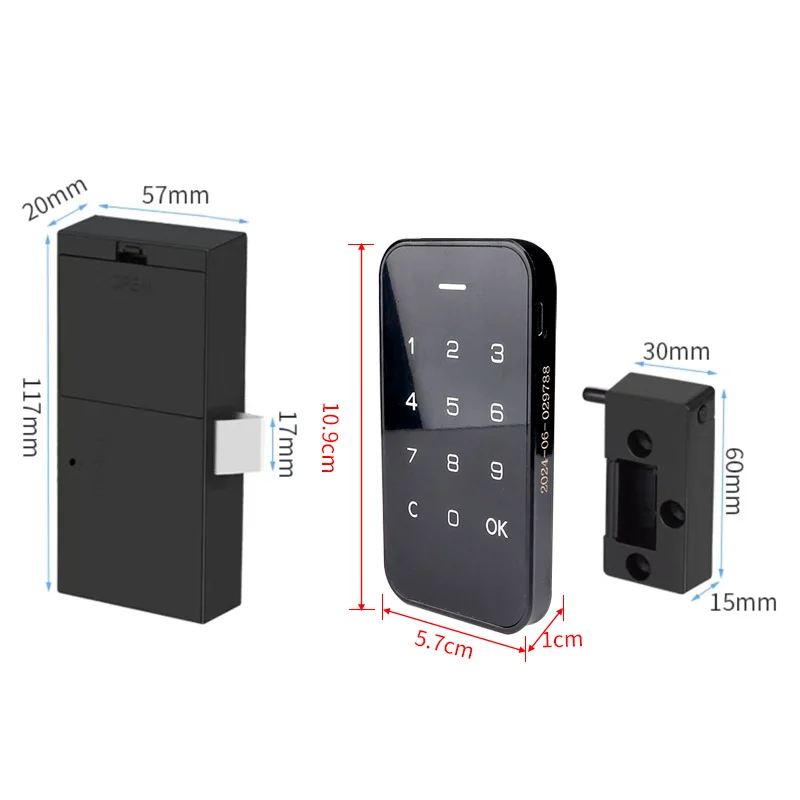 Black Keyless Plastic Shell Drawer Lock Touch Keypad Digital Password Cabinet Furniture Locks