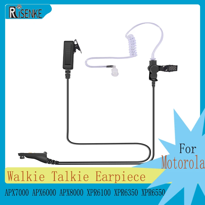 RISENKE-Walkie Talkie Earpiece for Motorola,APX7000,APX6000,APX8000,XPR6100, XPR6350, XPR6550 Radio, Air Acoustic Tube Headset g shape earpiece headset for motorola mtp850 xpr6550 xpr7550 xpr7580 xpr7380 apx6000 apx4000 xpr7350 apx7000 xpr6350