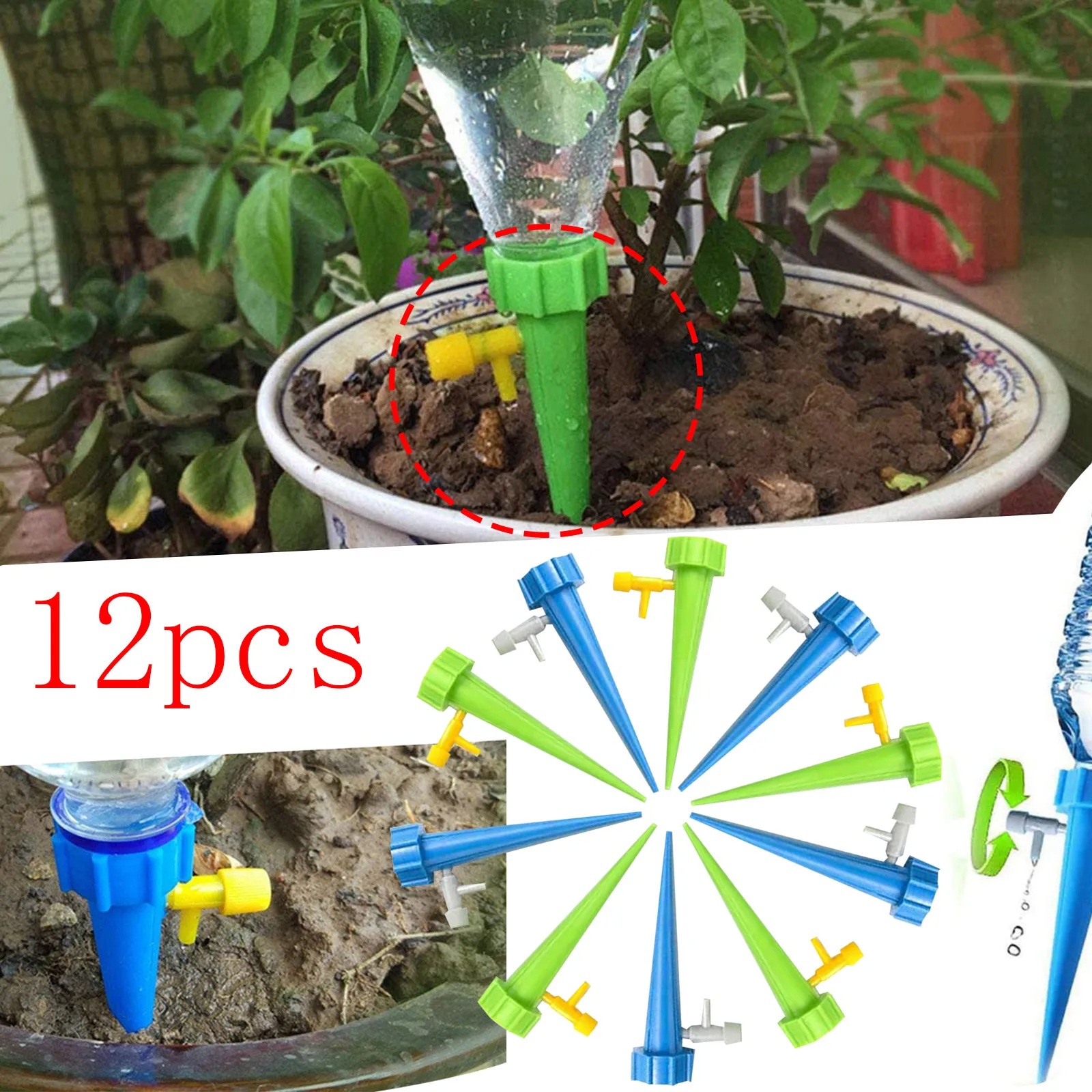 12 Pcs Arroseurs Automatiques Plantes-Dispositifs D'arrosage avec Vannes de  Régulation à Liberation Lente pour