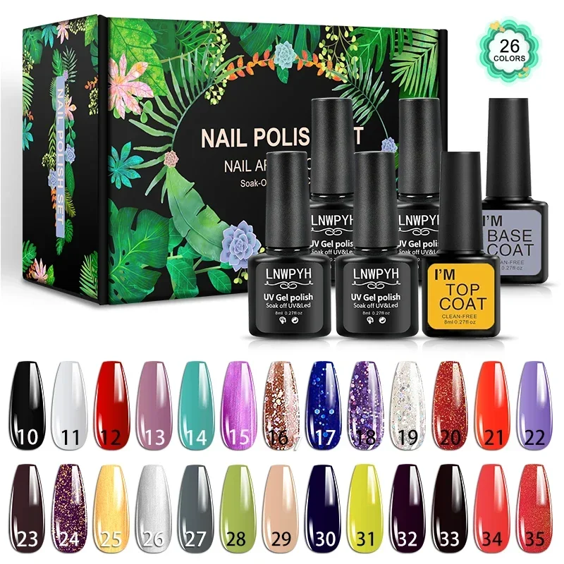 Nail Polish Set Color Nail Gel Polish Kit Semi Permanent Soak Off Gel UV LED Varnishes Base Top Coat DIY Nail Art Gel Polish Kit 3