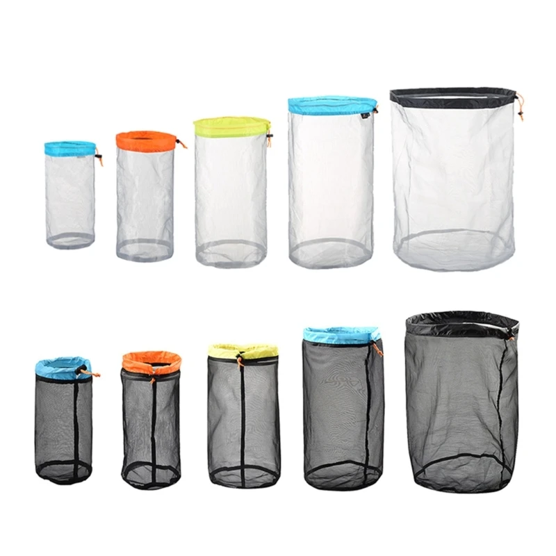 

11UE Drawstring Mesh Sacks Stuff Storage Mesh Equipment Bag for Outdoor Travel