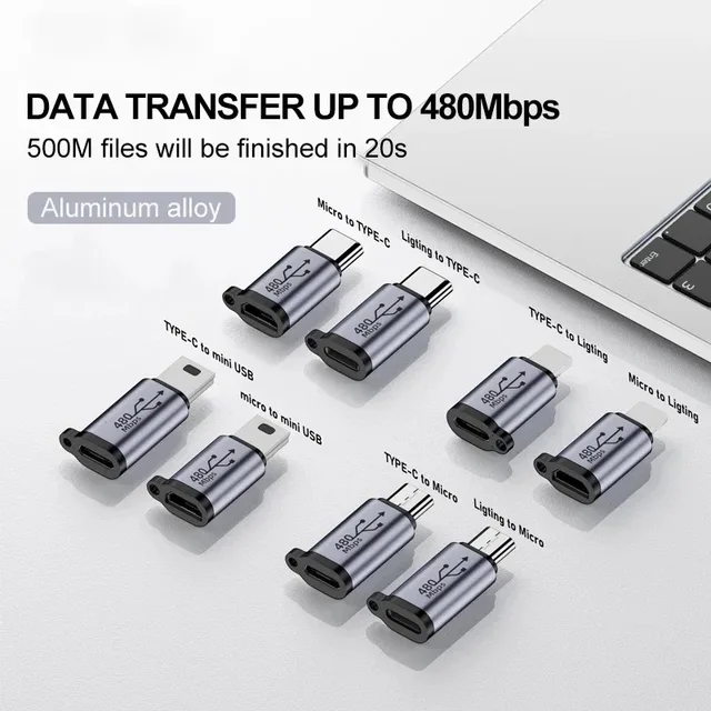 TypeC Female to Mini USB/Type C Female to Micro USB/Micro USB Female to Type C/Micro USB Female to Mini USB Connector Adapter 2