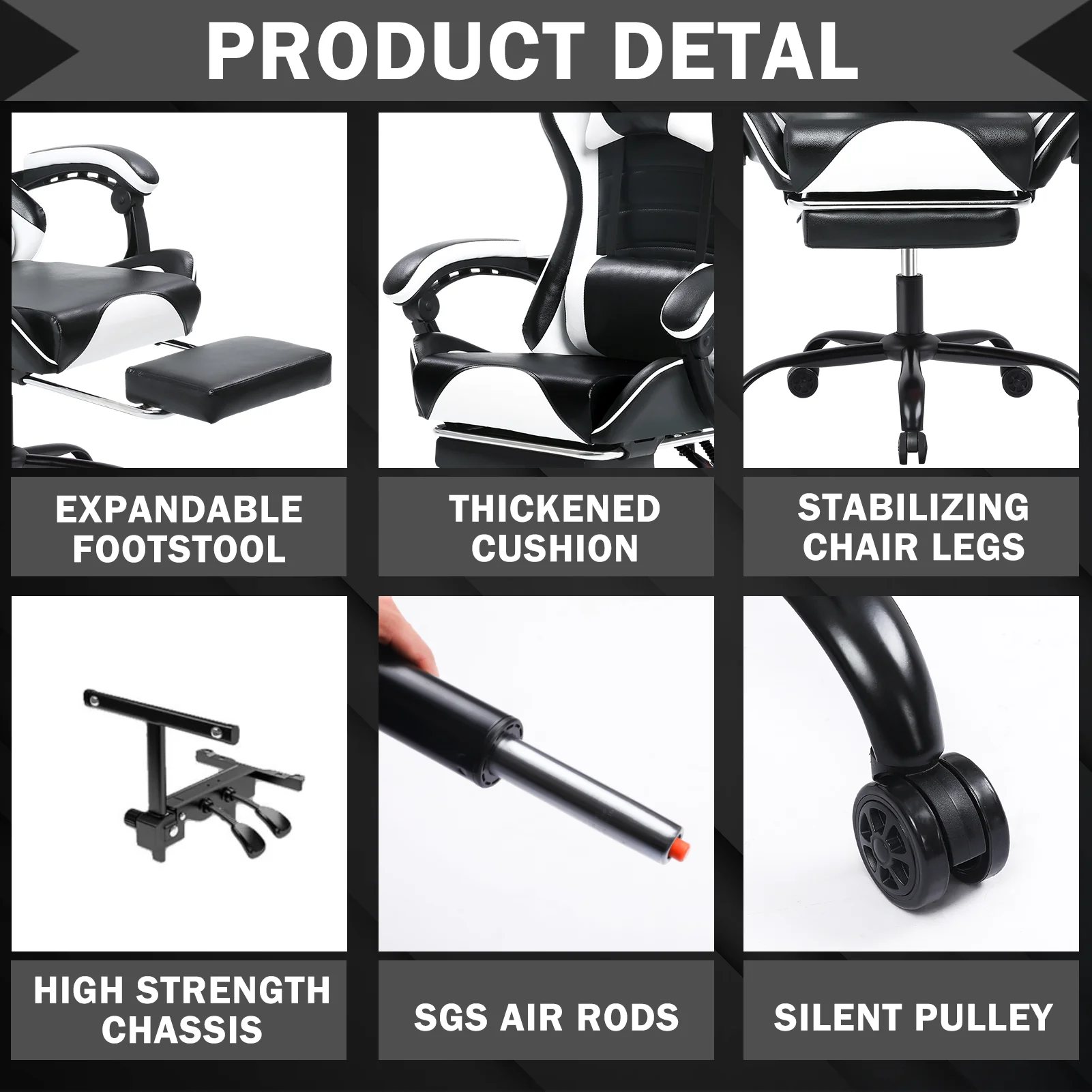 Gaming Chair, Ergonomic Video Game Chair for Adults, Computer Chair with Wheels 5