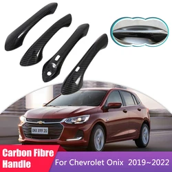 Carbon Fiber Door Handle Cover for Chevrolet Onix II 2019 2020 2021 2022 Luxurious Car Accessories Gadget Styling Stickers Trim