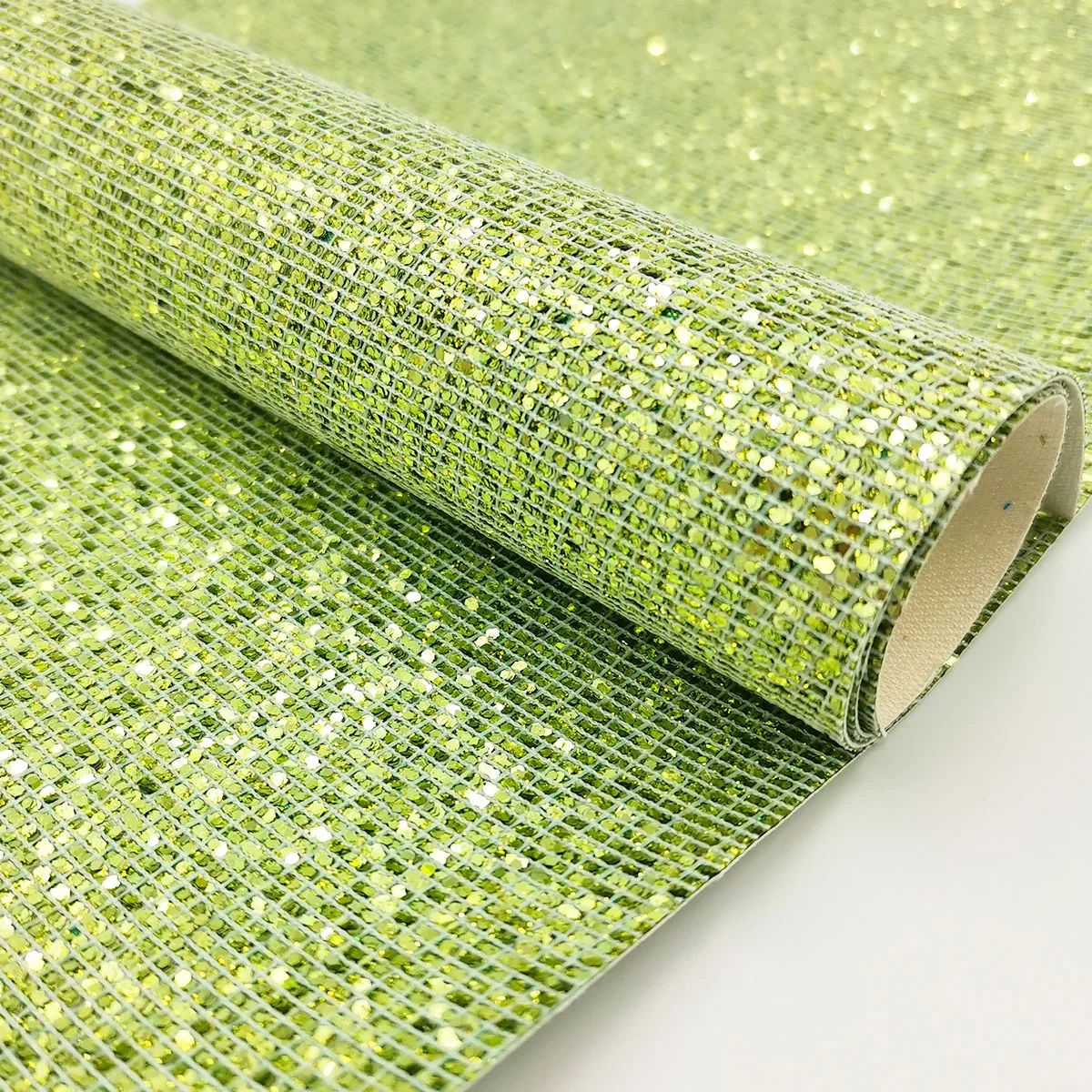Holographic Iridescent Glitter PU Leatherette Fabric – Starry Sky Plaid