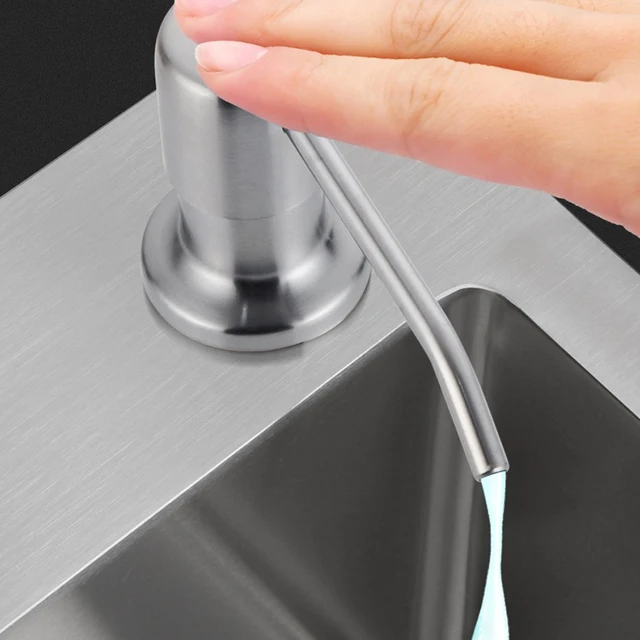 Dispenser Sapone Da Incasso Per Lavello - Pompa In Acciaio Inox, Ricarica Dall'Alto, Bottiglia 500 Ml - Foto 2