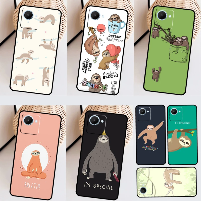 Funny Cute Sloths Case Per Realme C25S C55 C53 C35 C33 C31 C30 C21Y C15 C11 Gt Neo 5 3T 2T 9 10 11 Pro Plus