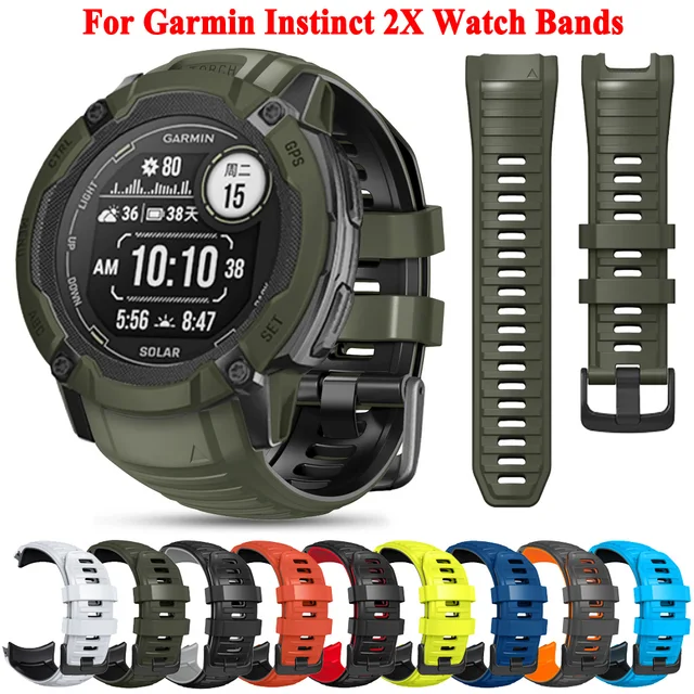 Bracelet Silicone 26mm Pour Garmin Instinct 3 AMOLED 50mm - 8 Couleurs, Double Boucle, Résistant à L'eau