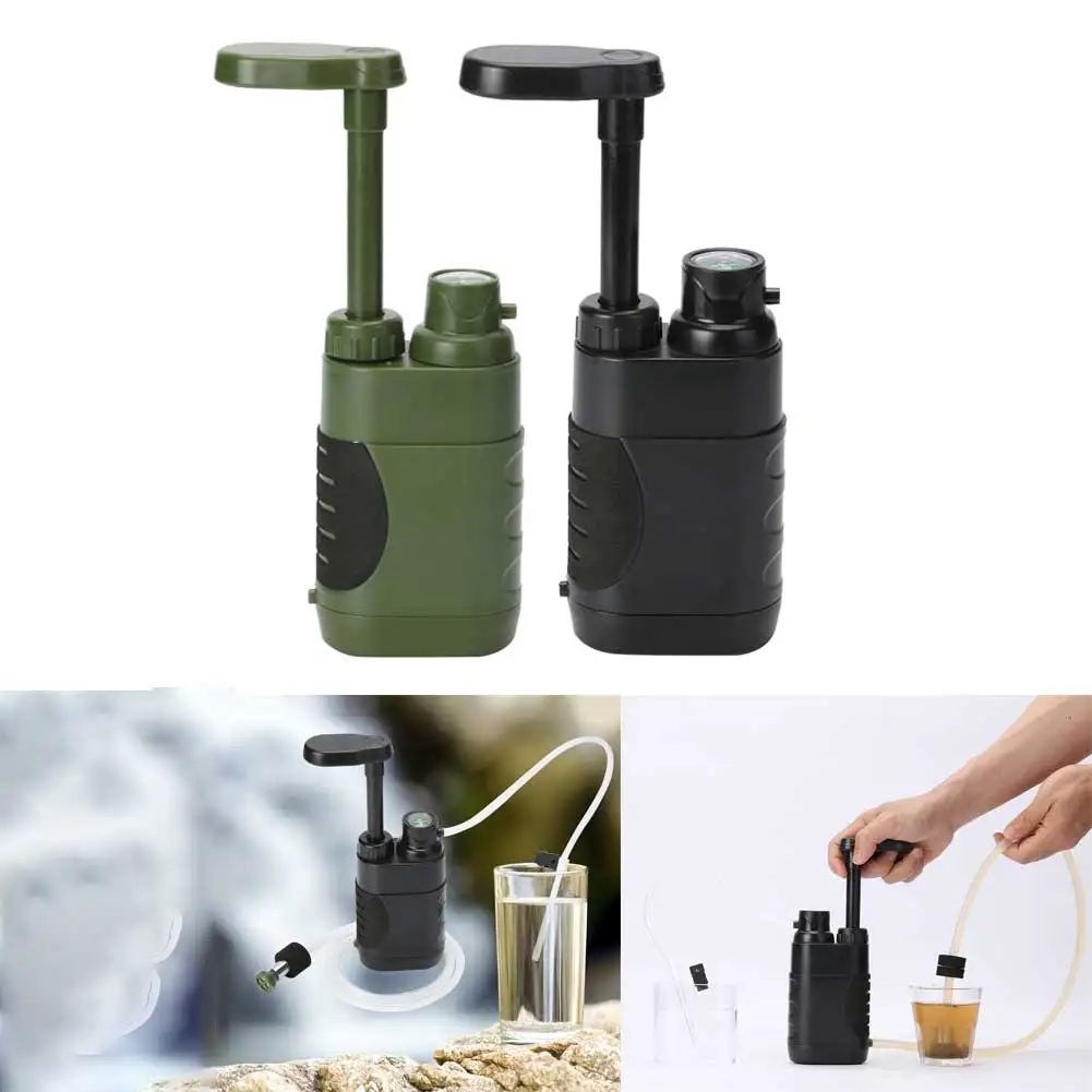Drinking Water Purifier Portable Water Filtering Equipment Hand Operated Survival Filter 1400ml/min for Outdoor Travel
