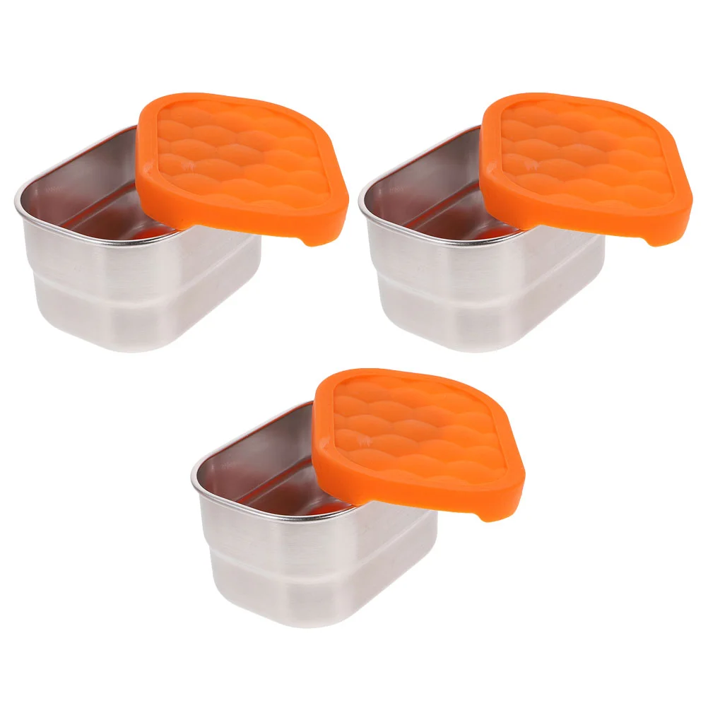 

3 Pcs Stainless Steel Crisper Food Storage Cases Refrigerator Bins Outdoor Keepers Fresh Preservation Boxes Freezer Containers