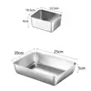 Durable Stainless Steel Square Plate Rectangular with Lid Food Storage Pan Large Multifunction Baking Dish Kitchen Cooking Tools 6