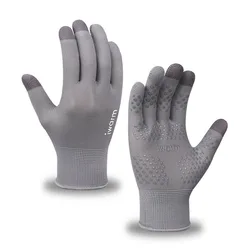 Premium Lightweight Touchscreen Cycling Gloves, Breathable and Ideal (GRAY)