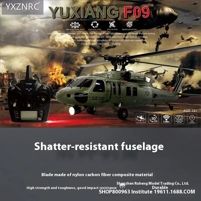 Remote Control Uh-60 Black Helicopter Channel Realistic 3d