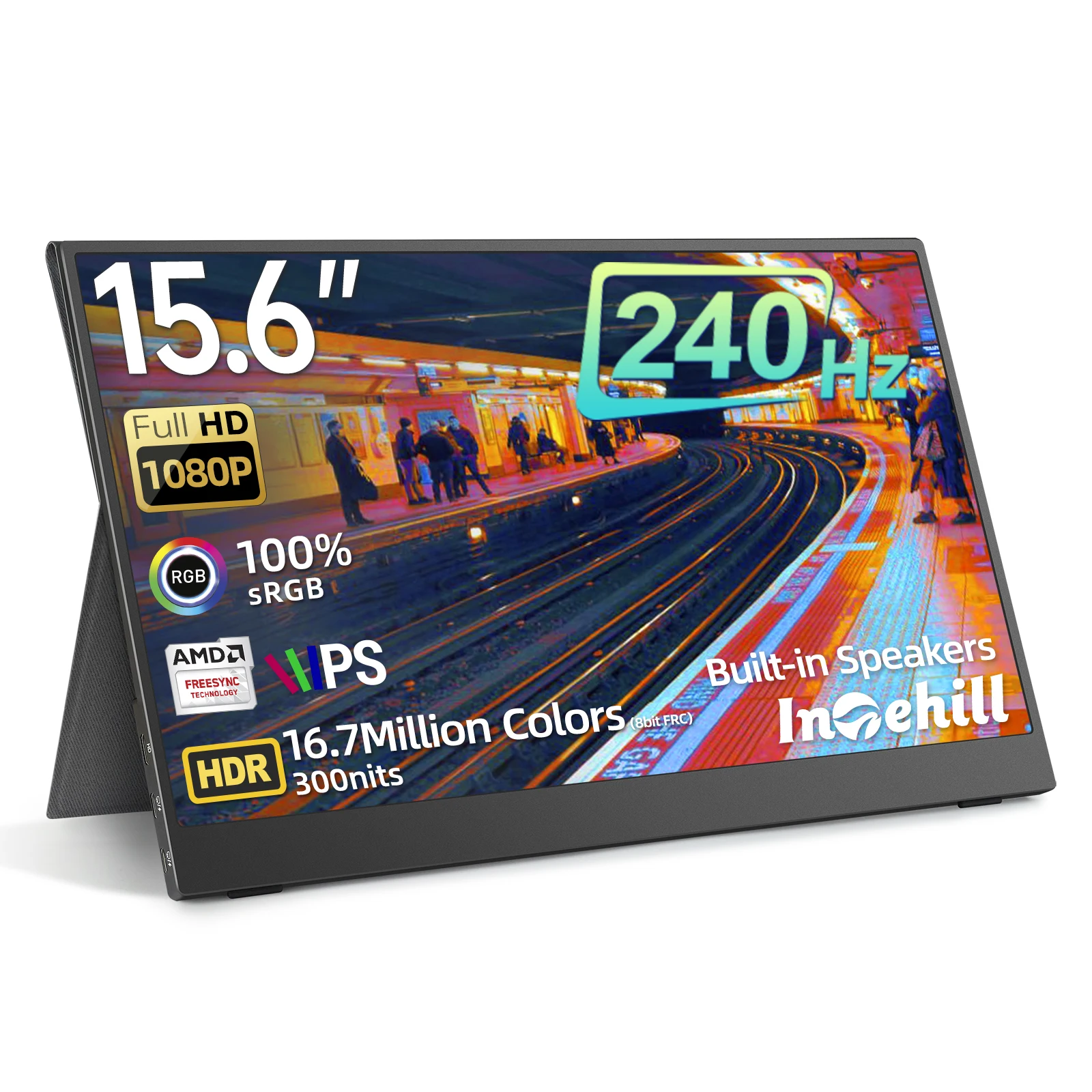 Intehill-ポータブルゲーミングモニター,15.6インチ,1920x1080