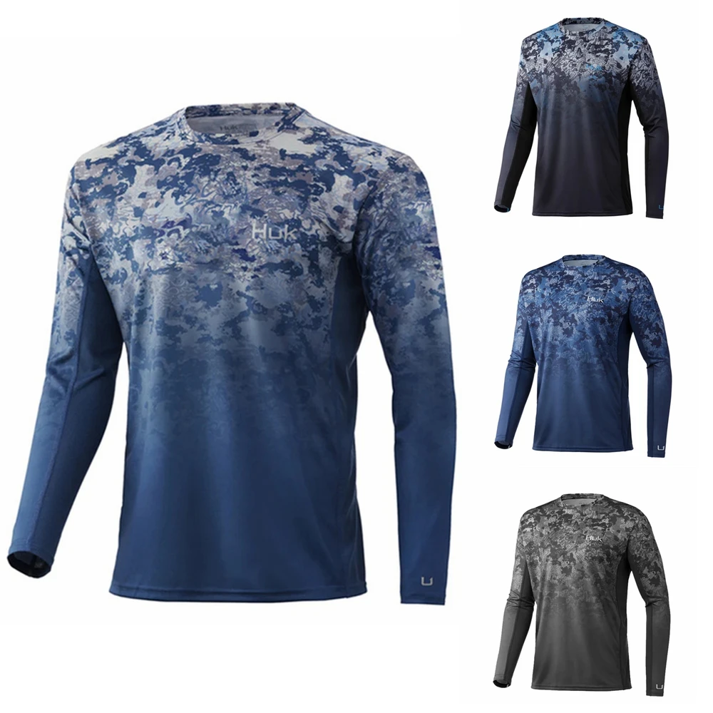 HUK Fishing Shirts Summer Men's Long Sleeve Fishing T shirts Camisa De