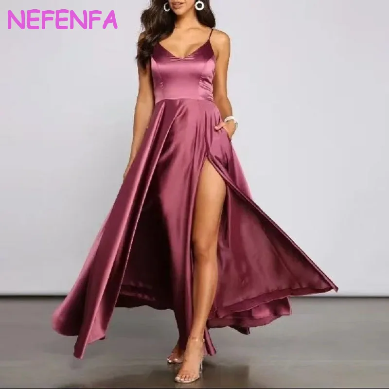 nbfenfa-robe-de-soiree-sexy-en-satin-col-en-v-bretelles-spaghetti-fente-laterale-haute-pour-occasions-formelles-Educatif-2024