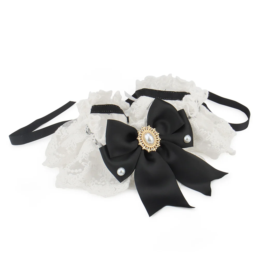 Lace Bow Pet Collar Princess Cat Necklace Tie Dog Collar Puppy Pet Married Christmas Wedding Imitation Diamond Artificial Pearl dog collar pet collar pet necklace