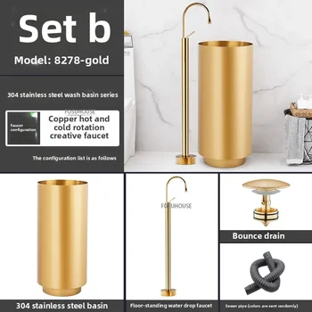 304 สแตนเลสสตีลรอบคอลัมน์อ่างล้างหน้าแบบบูรณาการชั้นยืนสวนกลางแจ้งอ่างล้างหน้า Luxury Bar โรงแรมห้องน้ําอ่างล้างจาน w 17