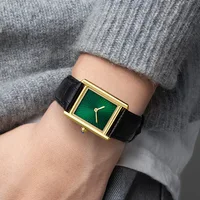 Nouvelle montre carrée classique pour hommes femmes conception Simple à deux mains bracelet en cuir de mode montres à Quartz étanches livraison directe 6