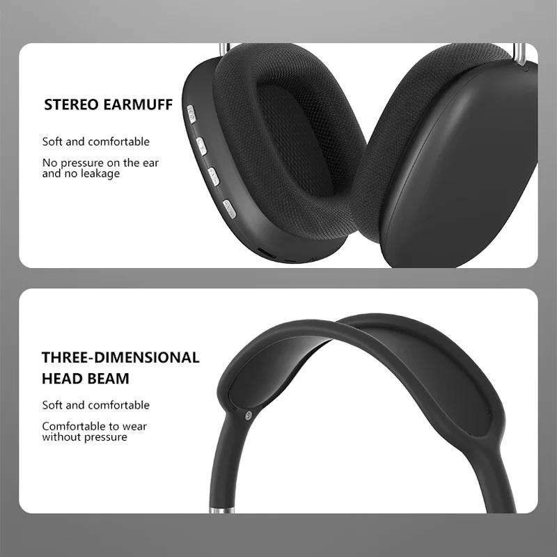 New P9 Wireless Bluetooth Headphones Noise Cancelling with Microphone Pods Over Ear Sports Gaming Headset for Apple iPhone 6