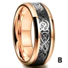 Bague celtique en acier inoxydable pour homme, 21 couleurs, 8 mm, incrustation de dragon rouge, vert, noir, fibre de carbone, alliance, bijoux, taille 6-13