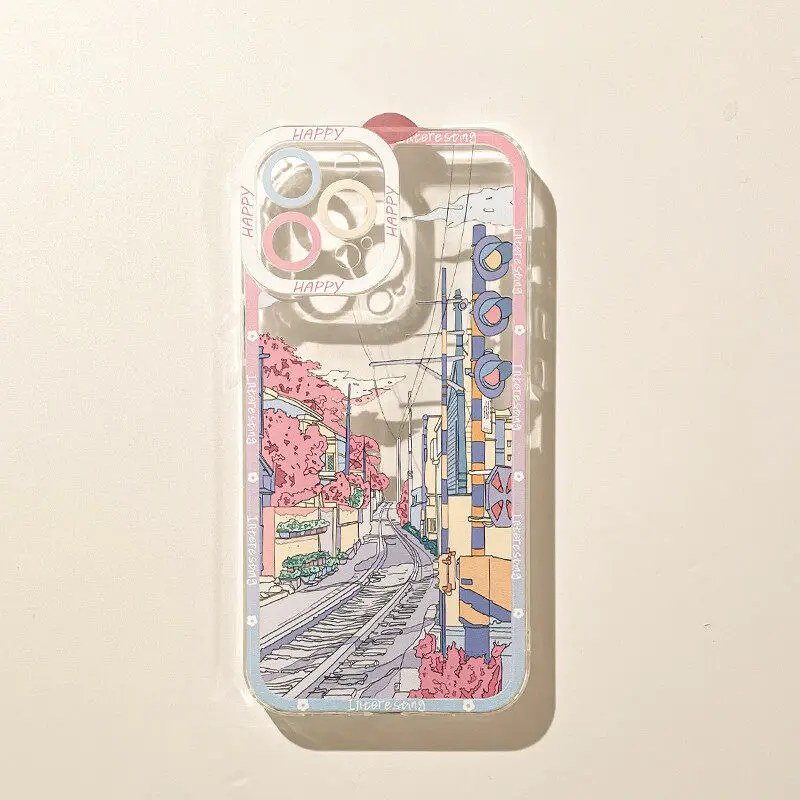 Sakura Blossom Anime Town Phone Case