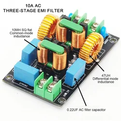 3 - Stage EMI Power Filter Board with FCC Certified Electromagnetic Interference Protection - DIY Kit (10A)
