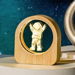 Enchanting Starry Sky Crystal Ball with Wooden Base - Solar System Galaxy Decor for Valentine's and Home Elegance (Astronauts)