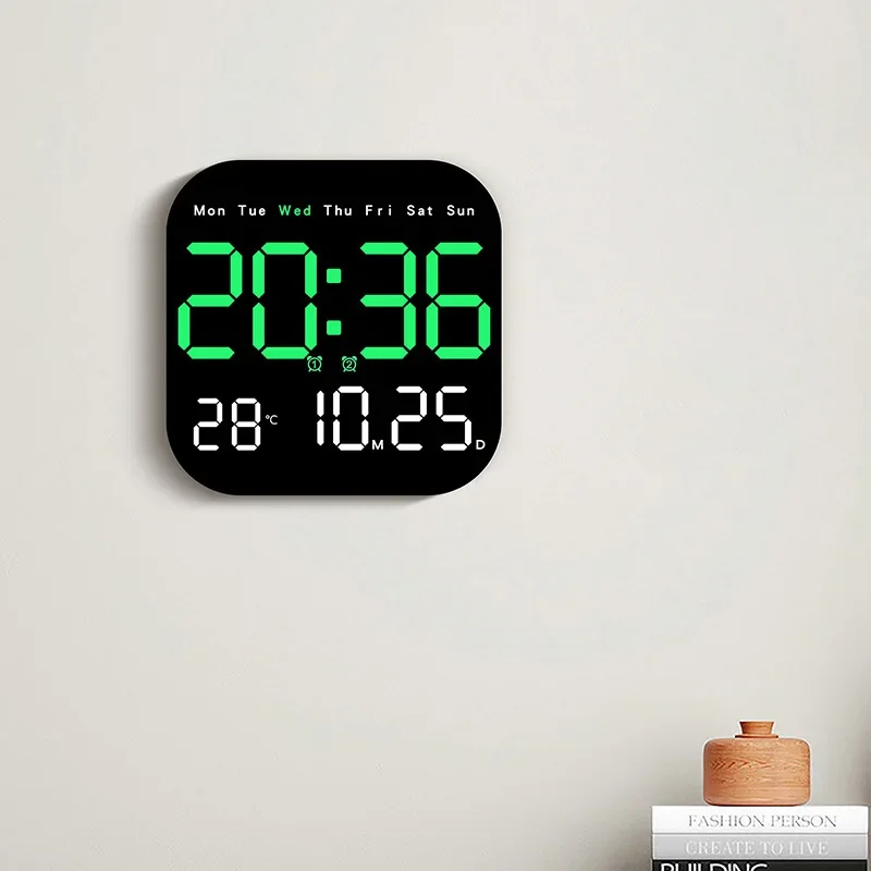 Digital Wall Clock LED Digital Alarm Clock Large Display With Remote Control for Living Room Office Bedroom Decor Elderly