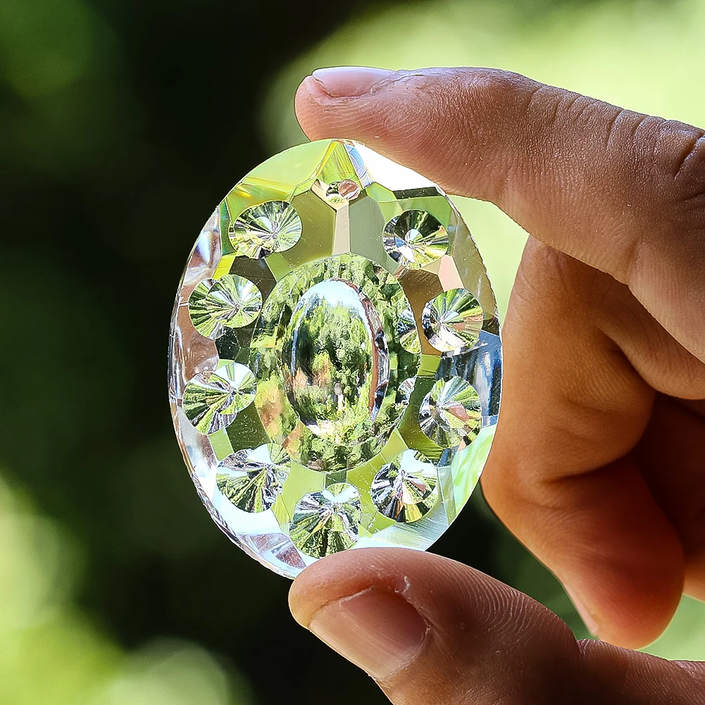 48mm Crystal Suncatcher Prism Pendant Glass Art Faceted Chandelier Lamp Parts Rainbow Maker Light Catcher Window Hanging Decor