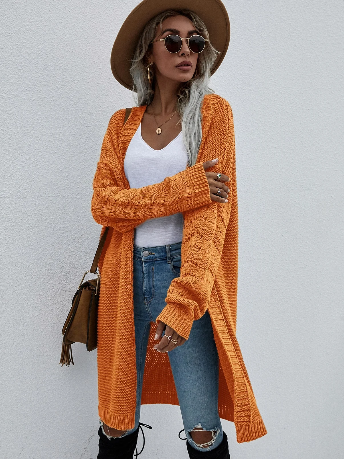 MAYCAUR 2022 Early Spring Long Cardigan Solid Color Women Commuter Loose Knit Women's Fashion Sweater Woman Clothing vintage sweaters