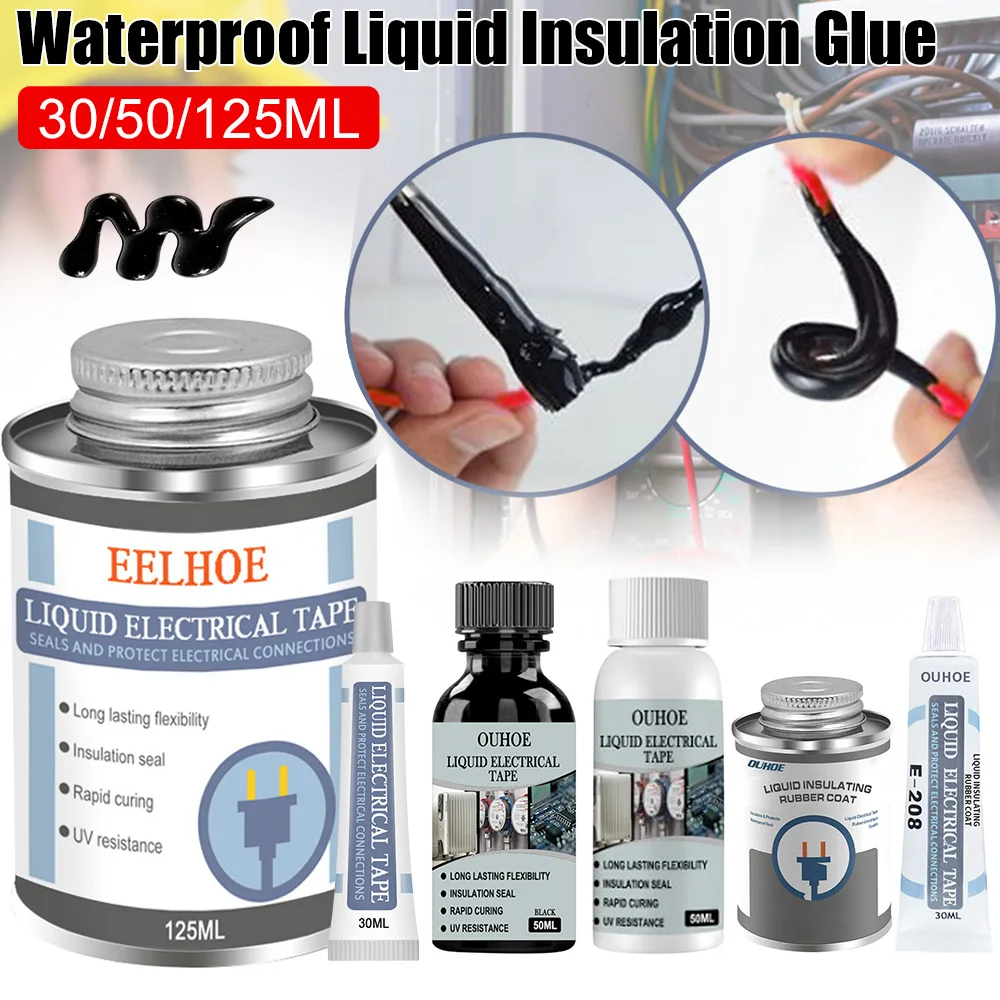 Electrical Insulating Tape 30/50/125ML Liquid Repair Rubber Electrical Wire Cable Coat Fix Line Glue Wide Range Liquid Insulation Paste electrical tape,electrical insulating tape,electrical repair liquid,electrical sealant