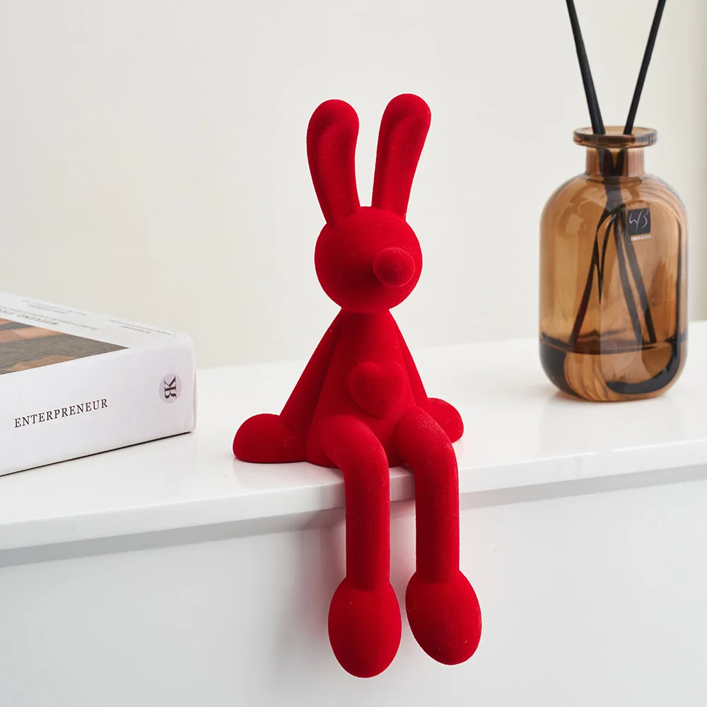 

Home Decor Aesthetic Rabbit Figurine New Classical Style Interior Bookcase Ornament Lovely Bunny Miniature Crafts Desktop Decor