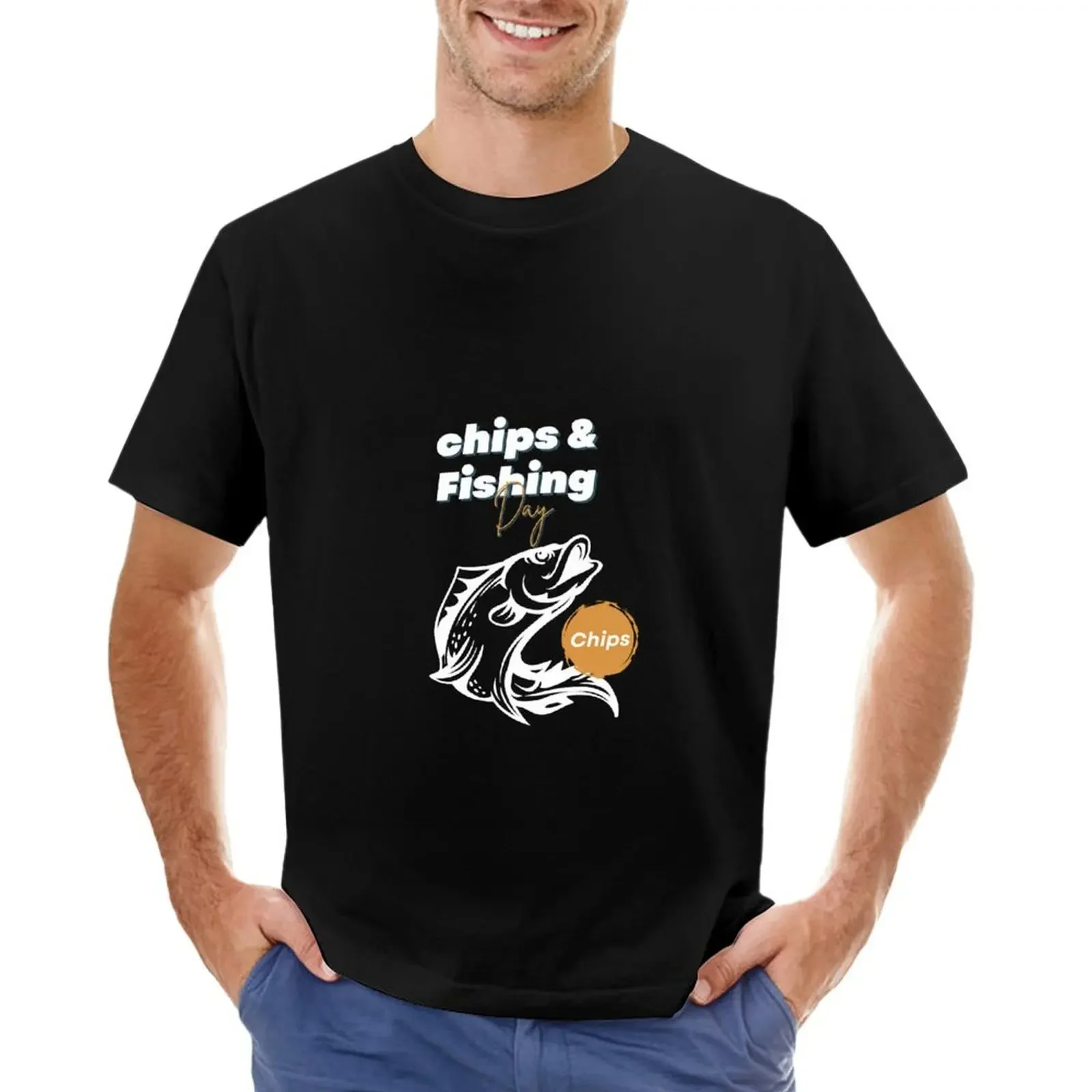 

fish and ships T-shirt Short sleeve tee aesthetic clothes heavyweight t shirts for men