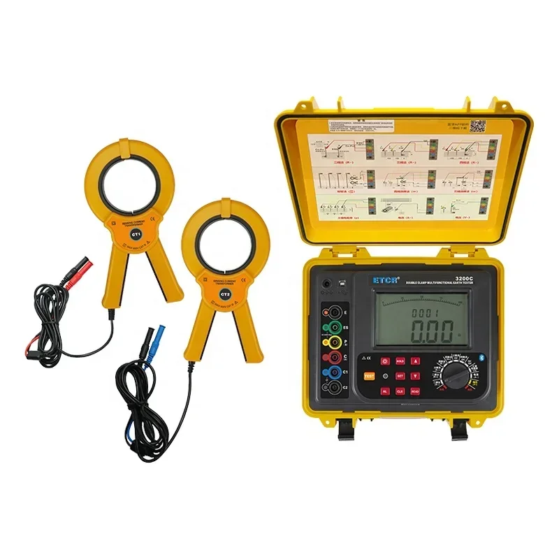 

ETCR3200C Resistance Tester Waterproof Double Clamp Ground Resistance Meter Test Tool