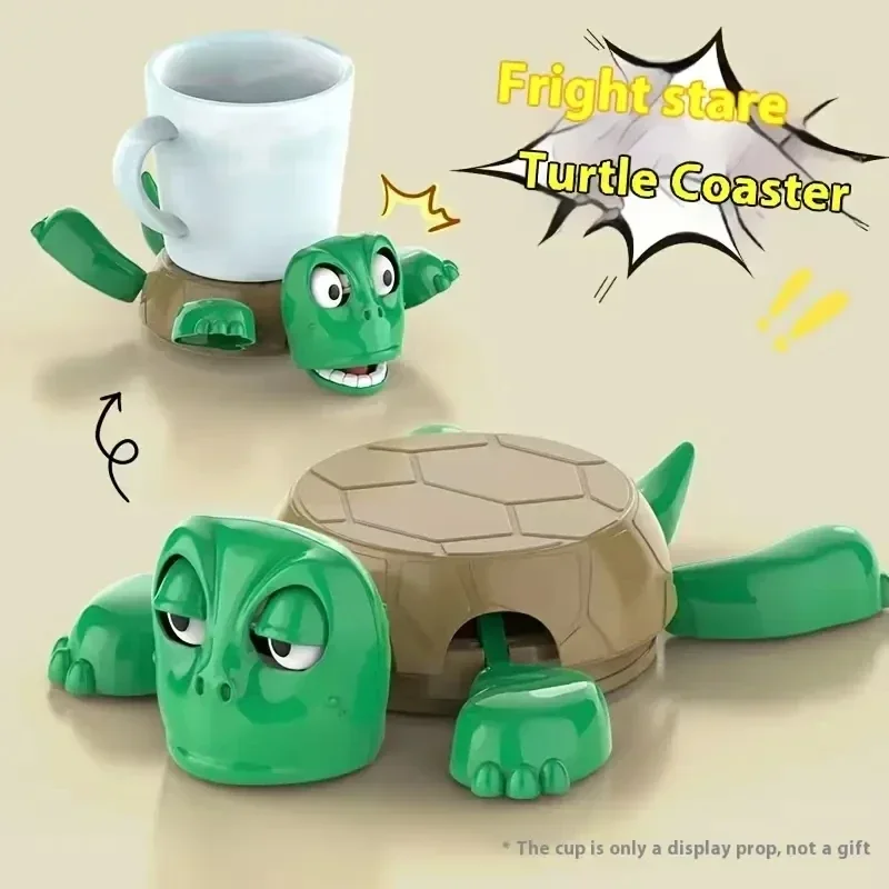 1 creative, funny, panic turtle coaster set for home office, coffee and tea cup mat, desktop decoration, creative gift