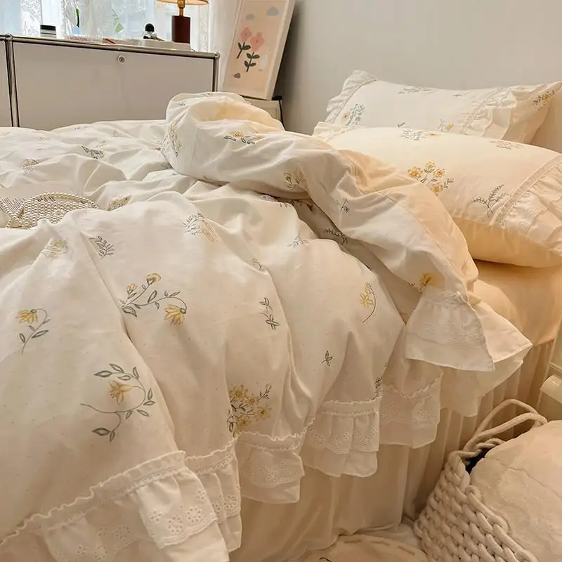 TOCOMOA Beddengoed met ruches 135x200 voor meisjes, esthetische beddengoedset microvezel, Oeko-Tex gecertificeerd, zacht roze dekbedovertrek met ritssluiting, kussensloop 80 x 80 cm