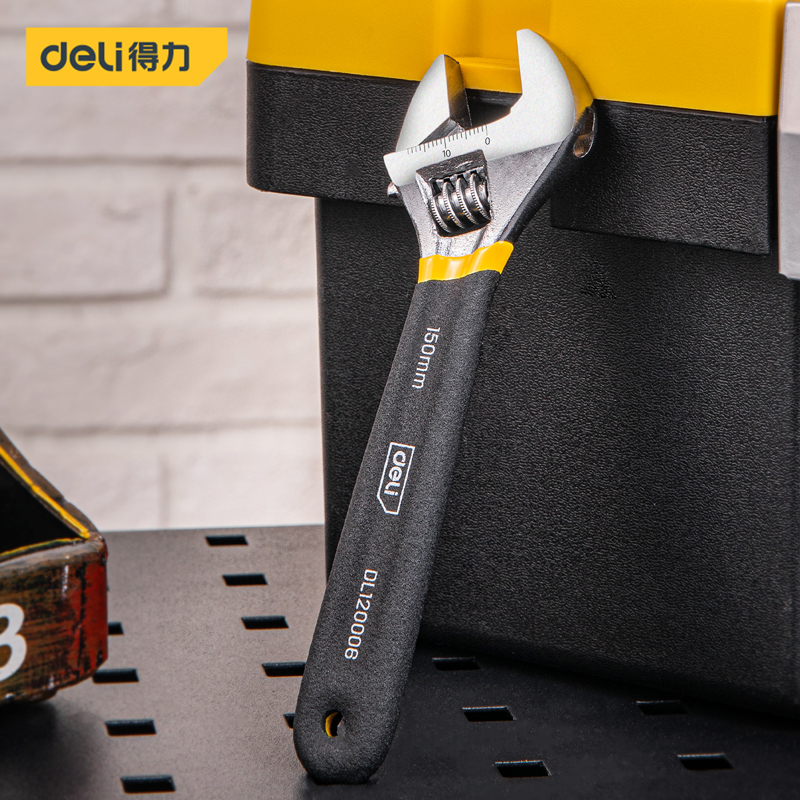 Deli Adjustable Spanner PVC Coated Handle Stainless Steel Universal Spanner Hand Tool 6 8 Inch Household Multifunctional  Wrench