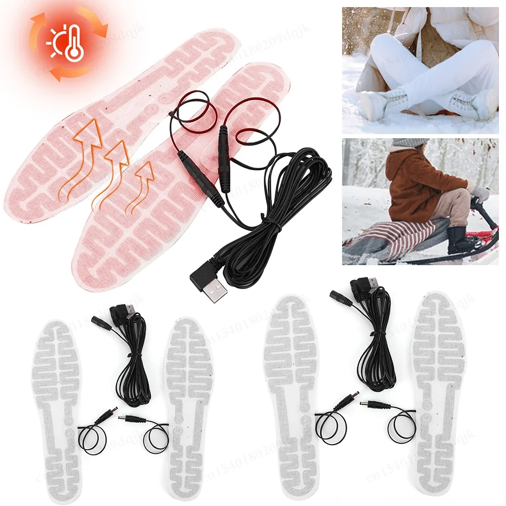 USB Heated Insoles Size 35-45 DIY Customizable Electric Heated Shoes Pad Heating Insole for Outdoor Skiing Winter Foot Warmers