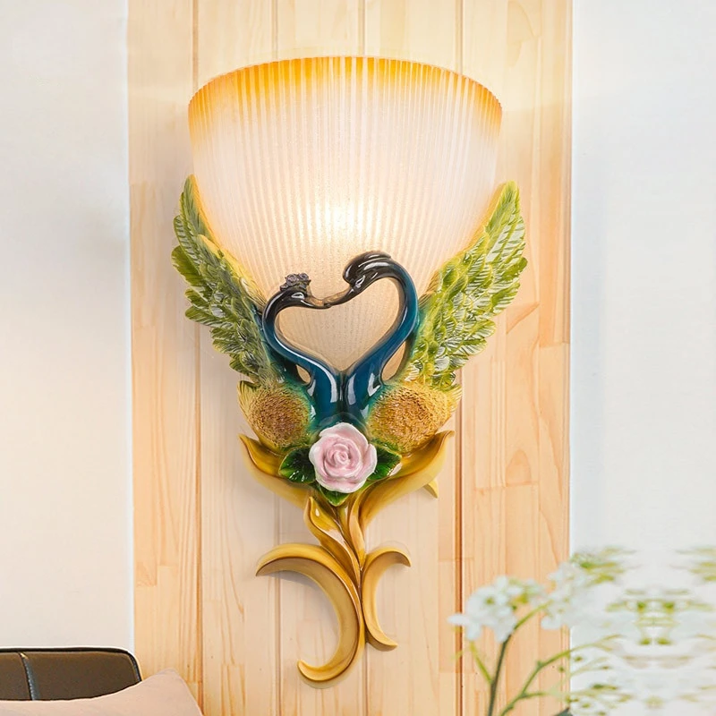 

Creative Swan Wall Lamps Retro Resin Lamp Living Room TV Background Wall Decor Wall Lights Dining Room Bedroom Bedside Lighting