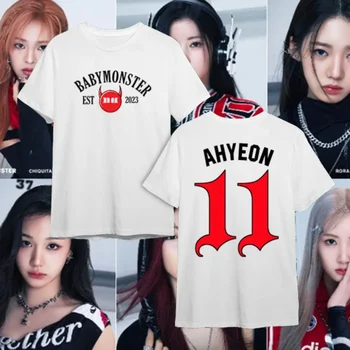 Babymonster Tshirt Women's Crew Neck Printed T-Shirt Bias Ahyeon Asa Rami Rora Ruka Rami Pharita Chiquita Clothes Streetwear 1