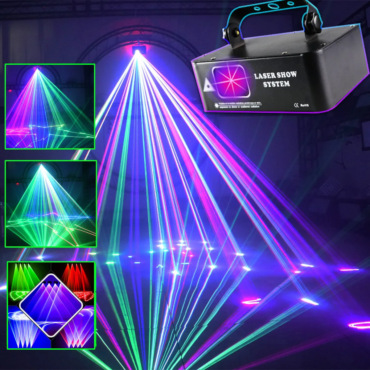 RGB Laser Beam Projector DJ Disco Light Effect Party DMX Strobe Stage Lighting
