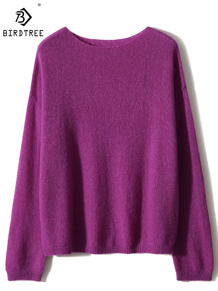 

Birdtree 75% Cashmere 25% Mulberry Silk Pullover Round Neck Solid Simple Versatile Casual Commute Sweater Fall Winter T3N166QD