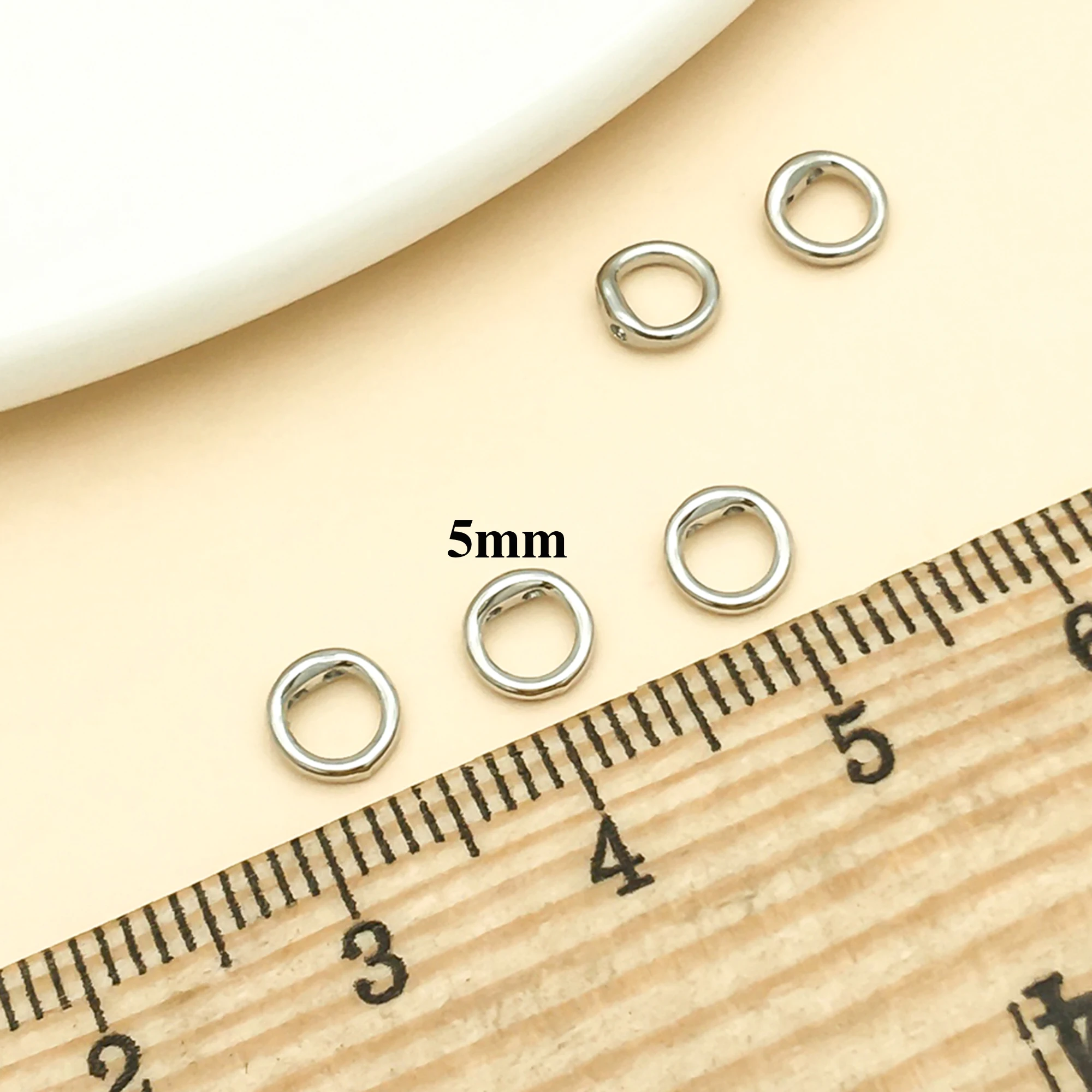 10/20/30 Stück Messing-Endperlenspitze, Doppelloch-Verbindungsringe, Endkappen für Halskette, Armband, Schmuckherstellung, Zubehör, 5/8 mm Durchmesser – Detail 8