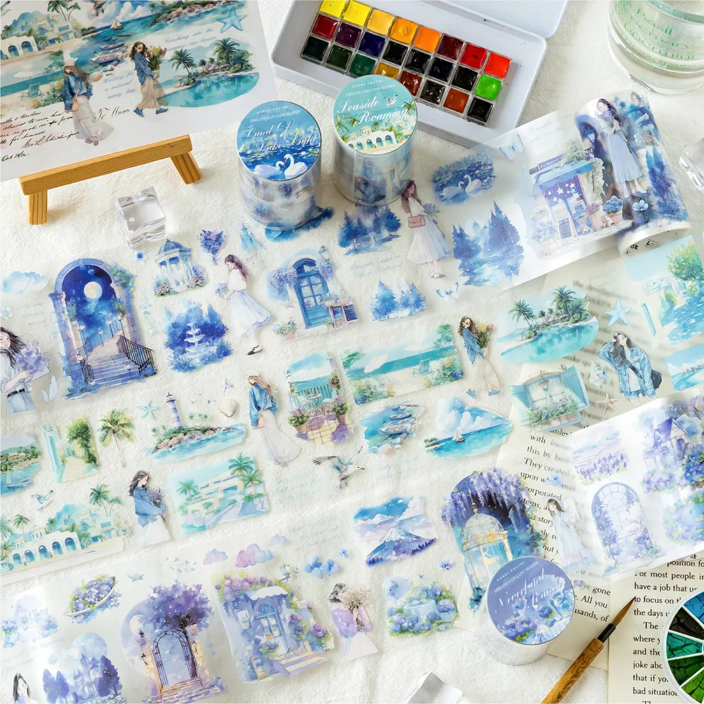 70mm*2m PET Material Tape For Collage Junk Journal Scrapbooking Diy Tree Card Palnner Diy Masking Tape Stickers